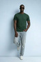 Men's Crew Neck Short Sleeve Dark Green T-Shirt - 5