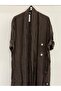 Women's Brown Italian Skirt with Button Slit, Long Oversized Linen Kaftan, Sizes 38 - 46 - 4