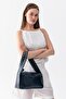 Nova Soft Leather Look Staple Detailed Navy Blue Women's Baguette Hand and Shoulder Bag - 2
