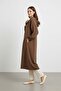 Hooded Zippered Long Women's Cap Brown 15251 - 2