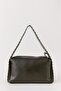 Nova Soft Leather Look Green Women's Baguette Handbag and Shoulder Bag with Staple Detail - 3