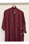 Women's Burgundy Italian Skirt with Button Slit, Long Oversized Linen Kaftan, Sizes 38 - 46 - 3