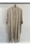 Women's Beige Italian Skirt with Button Slit, Long Oversized Linen Kaftan, Sizes 38 - 46