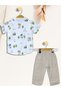 Baby Boy Linen Trousers and Shirt Set Summer Stylish Cotton 2-Piece Baby Combination Beige - 3