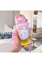 Children's Water Bottle with Cute Animal Figures - Adjustable Strap, Straw, and Leak-Proof Transparent Water Bottle