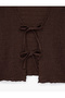 Slim Fit Long-Sleeved V-Neck Blouse with Textured Tie-Up Detail - 5