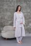 New Season Gray Maternity Summer Elegant Lace Design Buttoned Dressing Gown Pajama Set - 3