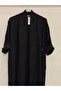 Women's Black Italian Skirt with Button Slit, Long Oversized Linen Kaftan, Sizes 38 - 46 - 3