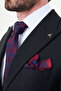 Pinstripe Slim Fit Wide Collar Premium Wool Men's Suit Navy Blue - 44320.26Y - 2