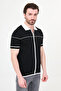 Plain Slim Fit Polo Collar Zippered Short Sleeve Men's Knitwear T-Shirt Black - 11249.26Y - 3