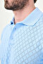Patterned Slim Fit Polo Collar Men's Knitwear T-Shirt Blue - 11586.26Y - 2