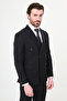 Striped Slim Fit Wide Collar Double Breasted Premium Wool Men's Suit Black - 44318.26Y - 6