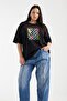 Women's Double Oversize T-Shirt Pimentón Printed Black – Crew Neck, Comfortable Fit, 100% Cotton - 4