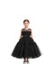 D' Daniela - Toddler Girls Bow Front Ruffle Hem Mesh Gown Dress Black