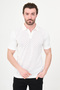Patterned Slim Fit Polo Collar Men's Knitwear T-Shirt Ecru - 11586.26Y