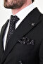 Striped Slim Fit Wide Collar Double Breasted Premium Wool Men's Suit Black - 44318.26Y - 2