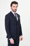 Striped Slim Fit Wide Collar Double Breasted Premium Wool Men's Suit Navy Blue - 44318.26Y - 6
