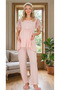 New Season Pink Summer Elegant Lace Sleeve Design Button Detailed Maternity Pajama Set