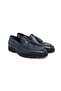 Dark Blue Color Laceless Genuine Leather Men's Shoes