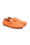 Orange Color Laceless Genuine Leather Men's Shoes