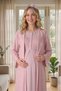 New Season Powder Shawl Collar Summer Jacquard Design Full Length Lace Maternity Maternity Dressing Gown Nightgown Set - 2