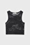 Women's Black Lace Sleeveless Crop Tank Top