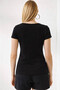 Black Women's T-Shirt with Button Detail on the Collar 26Y0191K1 - 3