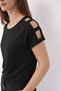 Black Women's T-Shirt with Shoulder Detail 26Y0195K1 - 3