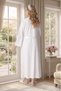 New Season Ecru Shawl Collar Summer Jacquard Design Full Length Lace Maternity Pajama Nightgown Set - 4