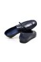 Dark Blue Color Laceless Genuine Leather Men's Shoes - 2