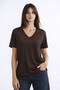 V-Neck Brown Women's Blouse 26Y0021K1