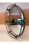 Tray Decorative Round Mirror Cast Brass Color Antique Aged Large Size Diameter 40X40 cm - 3