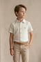 Striped Short Sleeve Textured Boys' Shirt