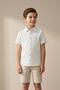Striped Short Sleeve Textured Boys' Shirt