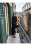 Halter Neck Slim Fit Dress with Draped Train Detail - 2