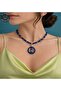 Dark Blue Agate Evil Eye Protection and Focusing Necklace - 5