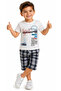 Boy's Crush Text Patterned T-Shirt White Color Shorts Set - 2