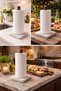 Marble Paper Towel Holder Home Decoration Countertop Wooden Towel Holder with Marble Base 12X26 cm - 3