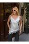 Women's Lace Detailed Strappy Satin Blouse - 3