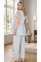 New Season Blue Summer Elegant Lace Sleeve Design Button Detailed Maternity Pajama Set - 3