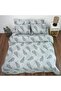 Double Gray Feather Pattern Multi-Purpose Bedspread & Pique Set with 4 Pillowcases and Elastic Sheets - 2