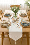 Luxury Linen White Runner Tablecloth Rustic Chic Tufted Decorative Table Cover 35X150 cm - 2
