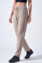 Women's Stone Combed Cotton Ribbed Pocket Zipper Flat Leg Sweatpants