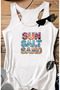 Sea Sand Sun Printed Sleeveless Swimmer Tank Top Women's Tshirt