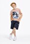 New Season Boys' Skateboard Text Printed T-Shirt Shorts Set for Ages 6-14