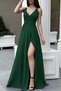 New Season Women's Stylish Long Crepe Dress with Rope Straps and Deep Long Slit Detail - 3