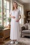 New Season Lace Detailed Summer Special Design 100% Cotton Full Length Maternity Maternity Dressing Gown Nightgown Set - 3