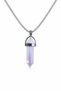 Unisex Natural Stone Crystal Necklace 60 cm Chain Purple Sparkling Pointed End Design - 4