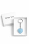 Blue Heart Figured Metal Keychain Unisex Shiny Design Accessory - 3