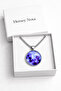 Unisex Metal Purple Galaxy Patterned Round Keychain for Women and Men - 5